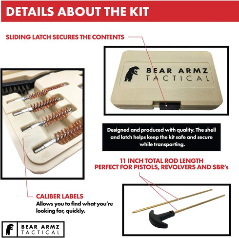 Universal Handgun Cleaning Kit | American Company | Compatible with Handguns, Revolvers, Pistols | Hard Case
