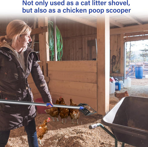 JAMIEWIN Extendable Cat Litter Scoop, Long Handle Litter Sifting Shovel, Detachable Non-Stick Heavy Duty Metal Pet Poop