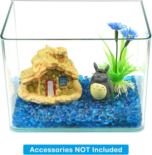 Glass Stones, 1Lb/460g Irregular Sea Glass Pebbles, Non-Toxic Artificial Gemstones for Aquarium, Turtle Tank, Vase