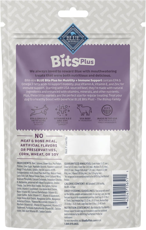 Immune 9.5-oz. Blue Buffalo Blue Bits Plus Mobility and Support Daily Benefit Dog Treats, Soft & Chewy Beef Morsels