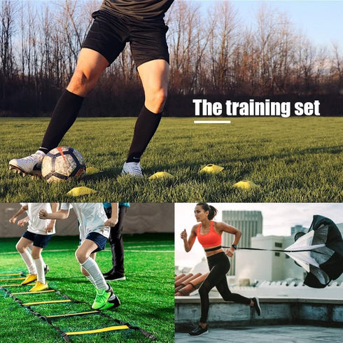 YCRRVAE Set, 1 4 Piles,12 Cones,1 Football Training Equipment | Speed Agility Training Including Agility Ladder, Steel