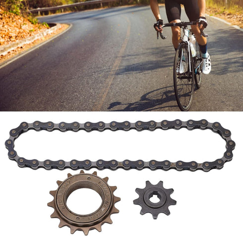 VBESTLIFE Freewheel Chain Kit, 16 Tooth Freewheel 9 Tooth Sprocket 38 Section Chain Kit for Mountain Bike