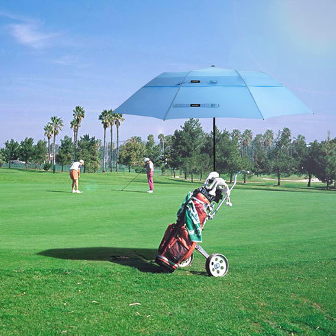 G4Free 62inch Portable Golf Umbrella, Automatic Open Large Oversize Vented Double Canopy Windproof Waterproof (Sky Blue)
