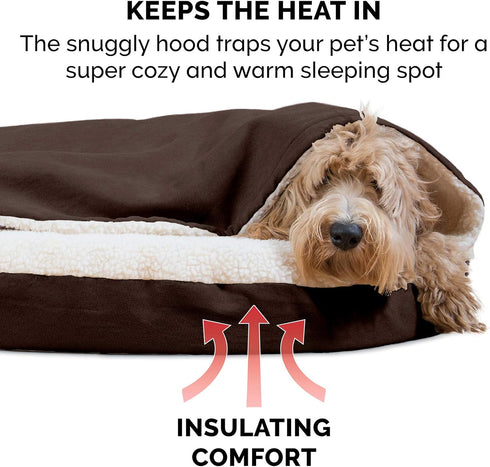Furhaven 26" Round Memory Foam Dog Bed for Medium/Small Dogs, Removable Washable Cover, Espresso