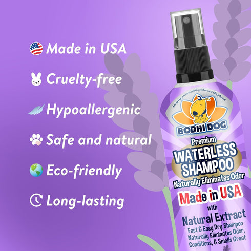 Bodhi Dog Waterless Shampoo - Natural Dry Shampoo for Dogs & Cats - Lavender (8 Fl Oz) - No Rinse Required