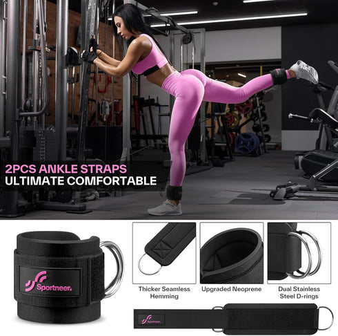 Sportneer Barbell Pad Set, 10Pcs Squat Pad for Hip Thrusts and Lunges with Ankle Straps and Resistance Bands