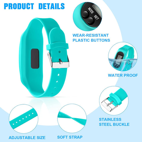 Silicone Fitness Tracker Watch 3 Pcs, Walking Running Pedometer, Calorie Burning Bracelet for Men, Women, Kids