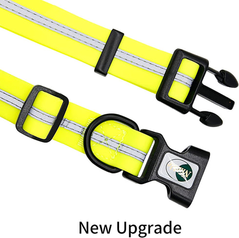 NIMBLE Dog Collar, Waterproof Anti-Odor Durable Adjustable PVC & Polyester with Reflective Cloth Stripe (Medium,