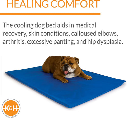 K&H Pet Products Cool Bed III Dog Cooling Mat, Cooling Dog Beds for Medium Dogs, Outdoor Dog Bed Cooling Pad, Blue