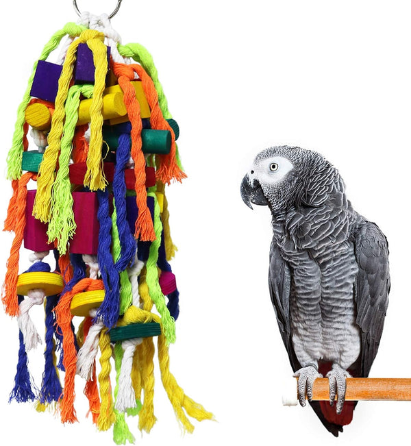 Rypet Large and Small Parrot Chewing Toys, Wooden Block Tearing Toys for Conures, Cockatiels, African Grey