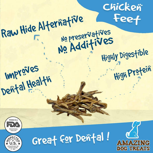 Amazing Dog Treats - Chicken Feet Dog Treats (25 Count) - All Natural, Premium Quality Chicken Feet Chews