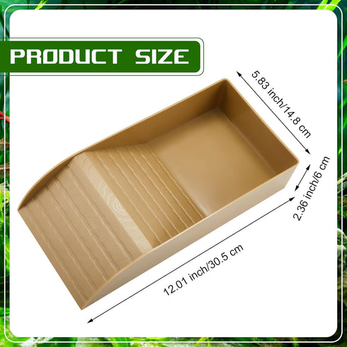 Hermit Crab Water Tank with Climbing Ramp Large Reptile Climbing Toy Tortoise Habitat Accessories Turtle Basking Platform Aquarium Pool Supplies for Small and Medium Amphibians (Wood Color)