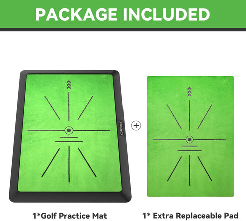 Golf Hitting Mat | Training Mat for Swing Path Feedback, Extra Replaceable Practice Mat 16"x12"