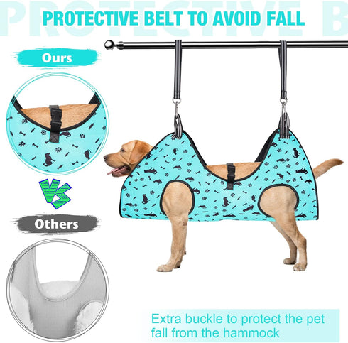 Dog Grooming Hammock - Pet Harness for Nail Trimming (S 30lb), Hanging Holder with Nail Clippers