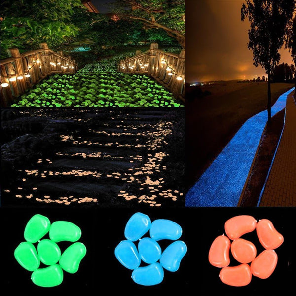 330pcs Glow in The Dark Pebbles for Garden Walkway Decor, Outdoor Bulk Fish Tank Aquarium Glow Decorations