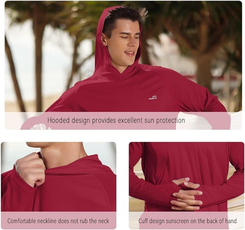 50+ Men's UPF Long Sleeve Sun Shirts UV Protection Hoodie Rash Guard Hiking Fishing Swim T Shirt