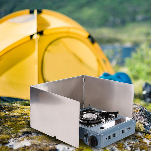 REDCAMP Folding Stainless Steel Stove Windscreen - Camping Stove Windshield for Outdoor