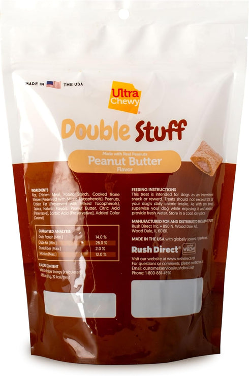 2 Packs Ultra Chewy Double Stuff Peanut Butter - Crunchy Dog Treats with Creamy Filling - Made in USA - Irresistible