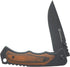 Smith & Wesson 8.5in S.S. Folding Knife with 3.7in Drop Point Blade and S.S. and Real Wood Insert Handle for Outdoor, Tactical, Survival and EDC by Smith & Wesson