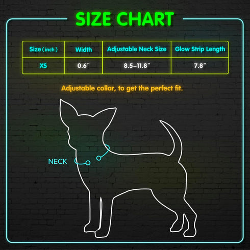 BSEEN Adjustable LED Dog & Cat Collar - Green, Rechargeable, Small Breeds, 8.5-11.8 inches, Lightweight, Reflective, 2