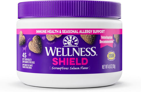 Wellness Salmon Flavored Soft Chew Immune & Allergy Supplements for Dogs, 45