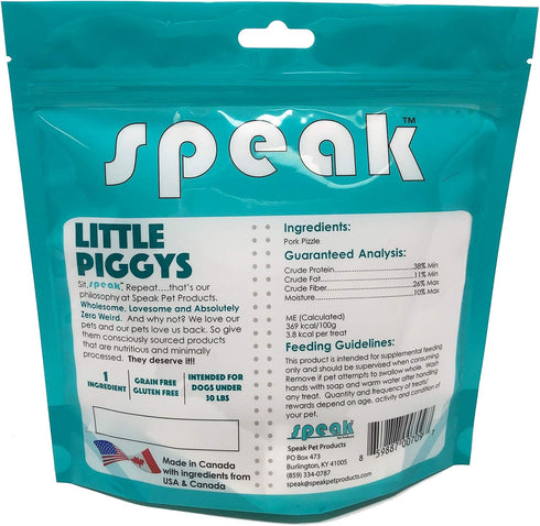 5 Inch 24 Count Speak Pet Products Dog Treats Little Piggys, Natural Gluten and Grain Free Low Calorie Pork Chews