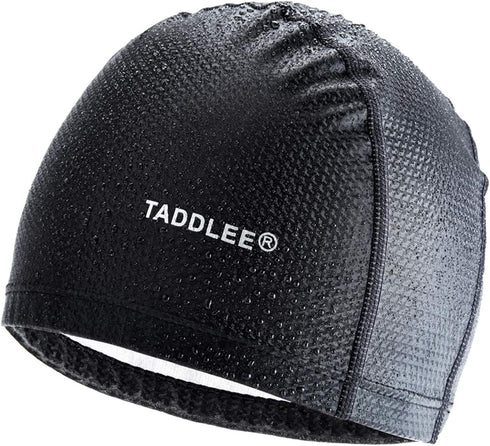 Taddlee Men Swim Cap, PU Fabric Silicone Bathing Swimming Hat, Waterproof Sports Adult Swim Wear Accessories, Large Size