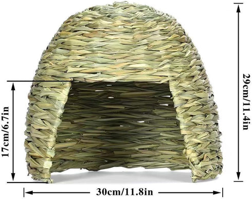 Generic Eco Straw Hut Pet Grass Bed, Guinea Pig House | Organic Nesting Habitat, Warm Resting Shelter for Small Animal