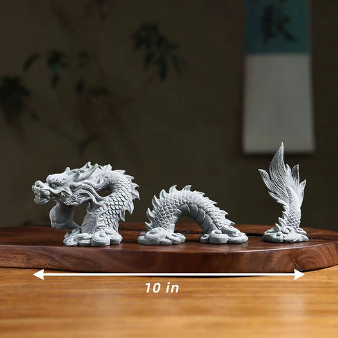 Sandstone Chinese Dragon Statue, Fish Tank Aquarium Decoration for Home Office Tabletop Decor