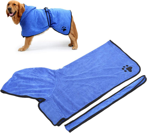 Zoeyilan Dog Bathrobe Towel, Pet Dog Hooded Bathrobe Bath Towel Coat, Dog Drying Coat, Wearable Soft Bath Robes