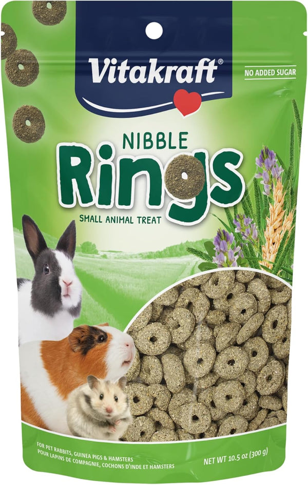 Vitakraft Nibble Rings Small Animal Treats - Crunchy Alfalfa Snack for Rabbits, Guinea Pigs, Hamsters