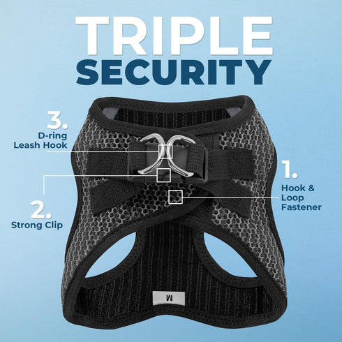 Best Pet Supplies Reflective No Pull Harness for Small, Medium Dogs, Cats - Gray 2-Tone, Secure with Hook & Loop