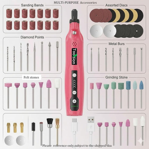 TooYsion Tool,49 pack kit,5-speed Kit-49pcs) Mini Cordless Rotary PCS Accessories and USB C Charging, rechargeable