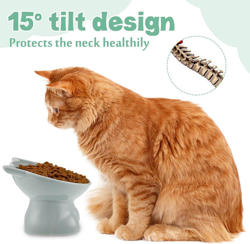 3pcs Elevated Cat Bowls, Raised Feeding Bowls with Stand, Anti Vomit Cat Food Bowl, Tilted Cat Feeder Dishes