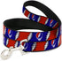 Dog Leash, Steal Your Face Lightning Bolt Repeat, 6 Feet Long, Red White Blue, 0.5 Inch Wide