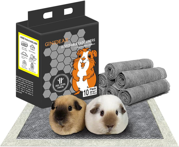 GINIDEAR Guinea Pig Bedding, Disposable Guinea Pig Cage Liners, Charcoal Odor Controlling Absorbent