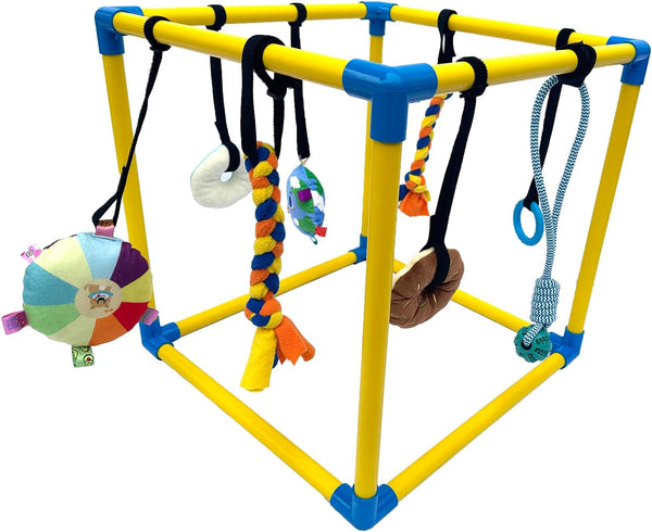 Dewonch Puppy Play Gym with 8 Hanging Toys, Small Dogs Indoor Jungle