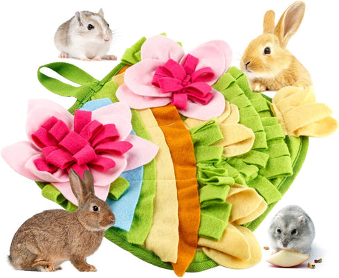 Generic Rabbit Foraging Mat, 11.8" X 11.8" Interactive Feeding Game, Machine Washable Felt