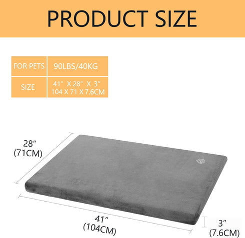 EMPSIGN Stylish Dog Bed Mat, Reversible Dog Crate Pad with Waterproof Linings, Removable Machine Washable Cover, Grey,