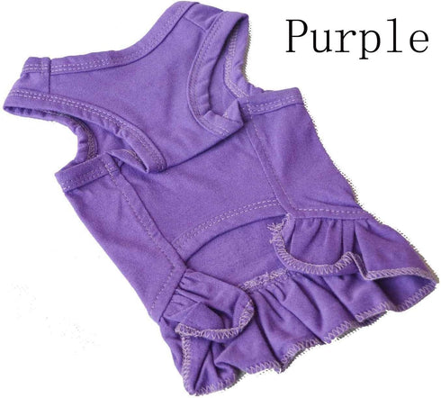Pet Clothes Small Dog Blank Color Sport Dress T-Shirts Tanks for Female Dogs, 100% Cotton (L, Purple)