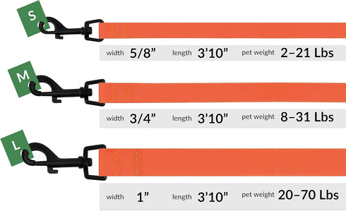 CollarDirect Waterproof Dog Leash for Small Medium Large Dogs, Durable Pet Leashes in Pink, Black, Blue, Orange