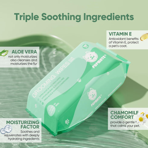 Pet Wipes for Dogs & Cats, Extra Moist & Thick Grooming Wipes with 300 Counts, Aloe Vera (3 Pack)