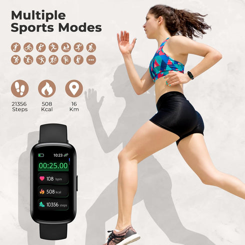 Fitness Tracker with 24/7 Heart Rate, Blood Oxygen, Sleep Monitor - 3ATM Waterproof Smart Watch/Activity Tracker, Black