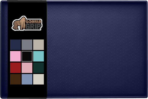 Gorilla Grip 100% Waterproof Raised Edge Silicone Pet Feeding Mat - 16x10, Navy, Protects Floors