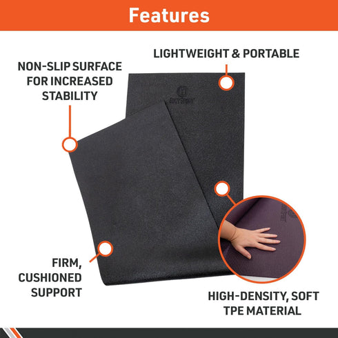 Body Sport High-Density Yoga Mat - Non-Slip & Shock Absorbent