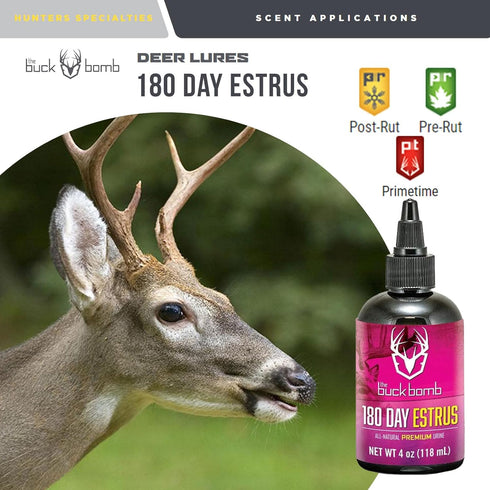 Hunters Specialties Buck Bomb Natural 180 Day Estrus Liquid Scent with Wicks for Deer Buck Lure