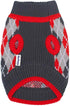 Blueberry Pet Chic Argyle Dog Sweater, Charcoal and Scarlet Red, Back Length 12", Pack of 1