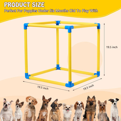 8 Puppy Play Gym with Hanging Toys, Small Dogs Indoor Jungle Playground, PVC Frame with Suction Cups Interactive