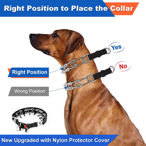 Supet Dog Prong Collar - Adjustable Dog Choke Collar with Quick Release Buckle for Small Medium Large Dogs