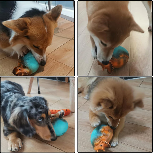 Squeaky Latex Dog Toys, Cute Dinosaur Egg Chew Toys for Training and Fetch, 5.5inch for Small Medium Large Dogs
